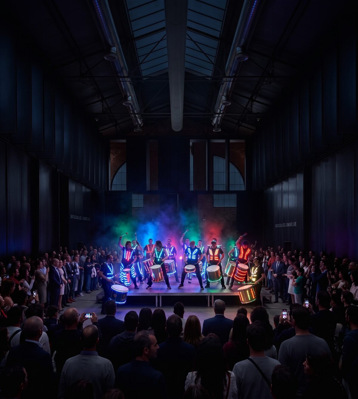 Escenario CDM con iluminación y batucada LED